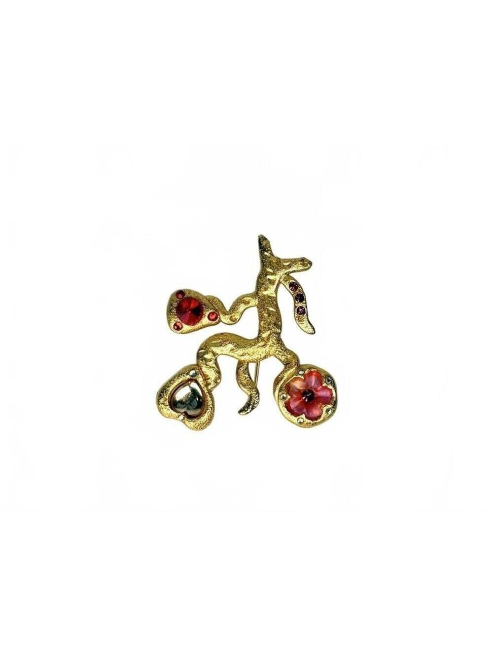 Sophie Goetsch Paris Gold Tone Brooch with Rhinestones French Designer Pin